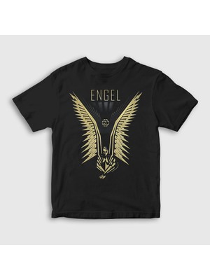 Presmono Unisex Çocuk Siyah Engel Metal Rammstein T-Shirt