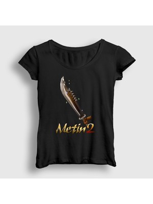 Presmono Kadın Siyah Essential Oyun Metin2 T-Shirt