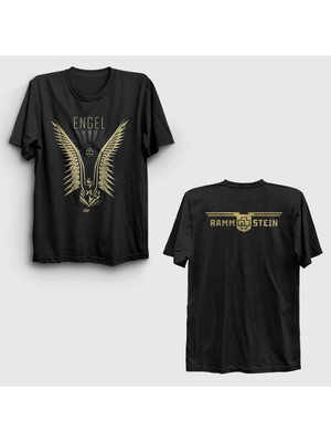 Presmono Unisex Siyah Engel Metal Rammstein Sırt Baskılı T-Shirt