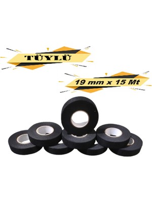 Tüylü Bez Bant Elektrik Kablo Bandı 19 mm x 15 Metre 8 Adet