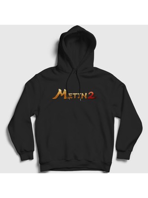 Presmono Unisex Siyah Logo Oyun Metin2 Kapüşonlu Sweatshirt