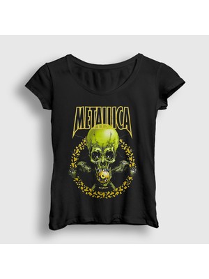 Presmono Kadın Siyah Metallica No Leaf Clover T-Shirt