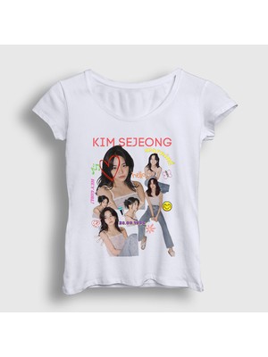 Presmono Kadın Beyaz Poster Kim Sejeong T-Shirt