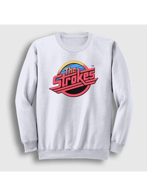 Presmono Unisex Beyaz Vintage Logo The Strokes Sweatshirt