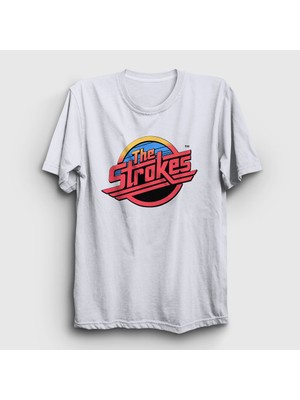 Presmono Unisex Beyaz Vintage Logo The Strokes T-Shirt