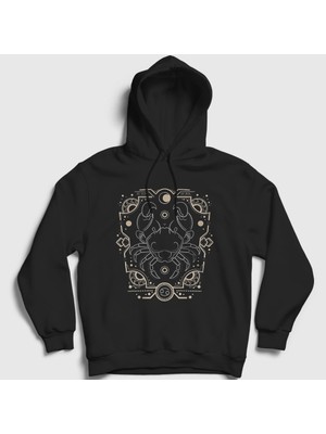Presmono Unisex Siyah Cancer Zodiac Hediye Yengeç Burcu Kapüşonlu Sweatshirt
