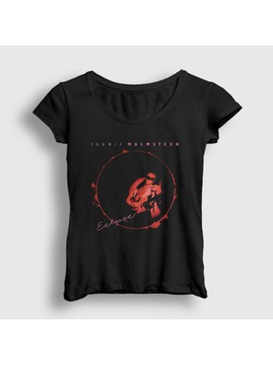 Presmono Kadın Siyah Eclipse Gitarist Yngwie Malmsteen T-Shirt