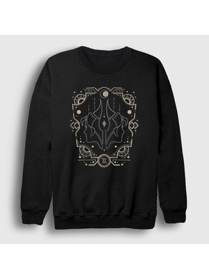 Presmono Unisex Siyah Gemini Zodiac Hediye Ikizler Burcu Sweatshirt