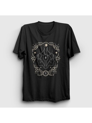 Presmono Unisex Siyah Gemini Zodiac Hediye Ikizler Burcu T-Shirt