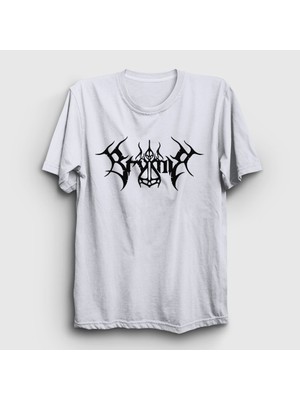 Presmono Unisex Beyaz Logo Metal Brymir T-Shirt
