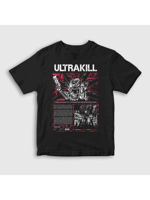 Presmono Unisex Çocuk Siyah Poster V1 Ultrakill T-Shirt