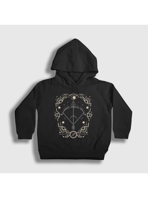 Presmono Unisex Çocuk Siyah Sagittarius Zodiac Hediye Yay Burcu Kapüşonlu Sweatshirt