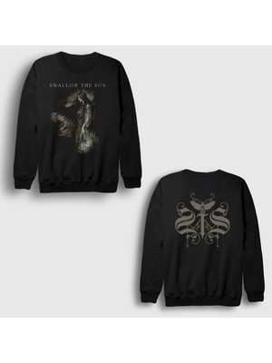 Presmono Unisex Siyah Wings Swallow The Sun Sırt Baskılı Sweatshirt