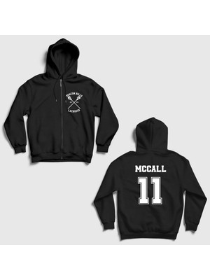 Presmono Unisex Siyah 11 Scott Mccall Dizi Teen Wolf Sırt Baskılı Fermuarlı Kapüşonlu Sweatshirt