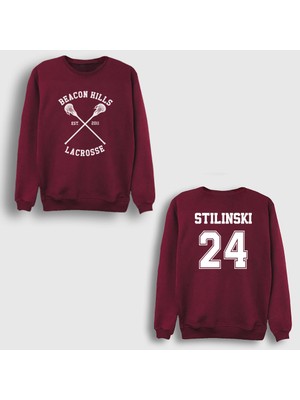 Presmono Unisex Bordo 24 Stiles Stilinski Dizi Teen Wolf Sırt Baskılı Sweatshirt