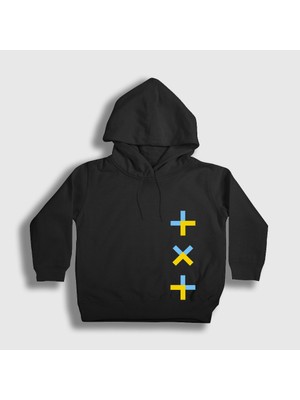 Presmono Unisex Çocuk Siyah Logo Tomorrow x Together Txt Kapüşonlu Sweatshirt