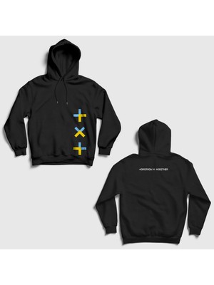 Presmono Unisex Siyah Logo Tomorrow x Together Txt Sırt Baskılı Kapüşonlu Sweatshirt