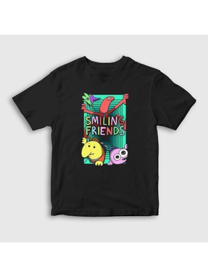 Presmono Unisex Çocuk Siyah Season 2 Smiling Friends T-Shirt