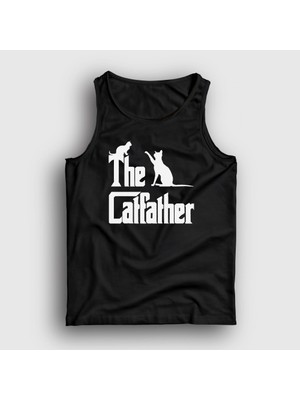 Presmono Unisex Siyah The Catfather Hediye Kedi Babası Atlet