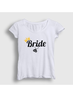Presmono Kadın Beyaz The Bride Gelin Düğün Evlilik T-Shirt