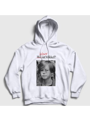 Presmono Unisex Beyaz Wann Wo Ist Mikkel Dizi Dark Kapüşonlu Sweatshirt