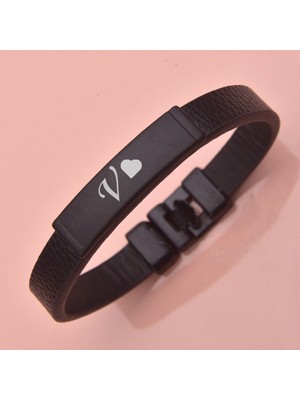 İdol Avm Infinity V Harfli Erkek Deri Bileklik Takı Hediyelik Aksesuar