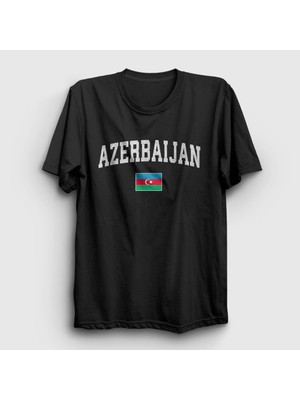 Presmono Unisex Siyah Bayrak Flag V2 Azerbaycan Azerbaijan T-Shirt