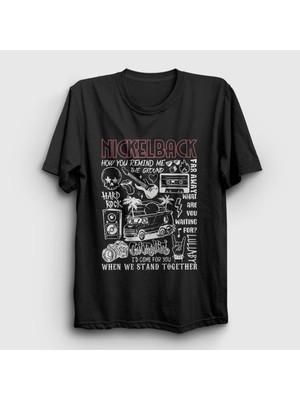 Presmono Unisex Siyah Hard Rock Nickelback T-Shirt