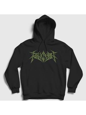 Presmono Unisex Siyah Logo Metal Revocation Kapüşonlu Sweatshirt