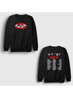 Presmono Unisex Siyah Tour 97 Rock Kmfdm Sırt Baskılı Sweatshirt
