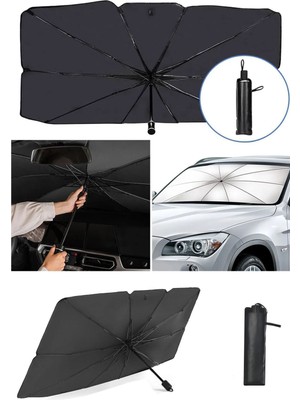 Katlanabilir Oto Ön Cam Güneşlik Şemsiye Tip 140X75 cm Güneş Koruyucu Isı Yalıtımlı Araç GÖLGELIK140CM x 75CM