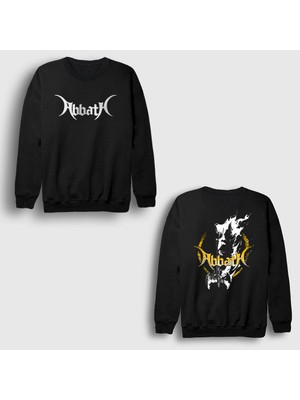 Presmono Unisex Siyah Axe Metal Abbath Sırt Baskılı Sweatshirt