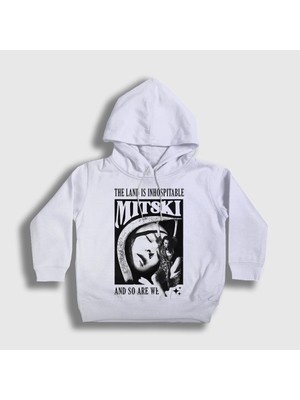 Presmono Unisex Çocuk Beyaz Inhospitable Müzik Mitski Kapüşonlu Sweatshirt