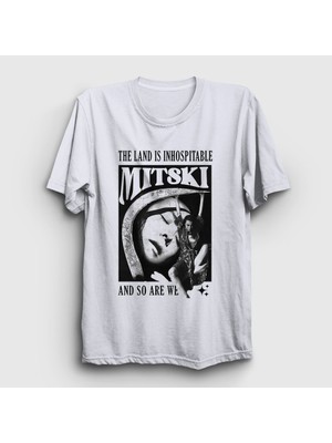 Presmono Unisex Beyaz Inhospitable Müzik Mitski T-Shirt