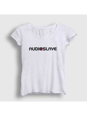 Presmono Kadın Beyaz Logo Rock Audioslave T-Shirt