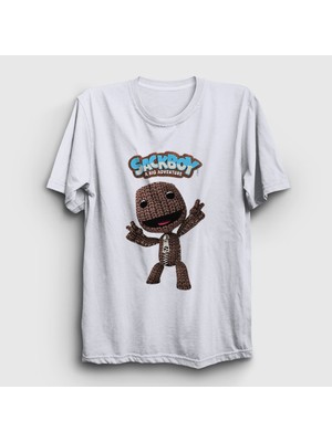Presmono Unisex Beyaz Sign Sackboy A Big Adventure T-Shirt