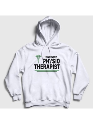Presmono Unisex Beyaz Trust Hediye Physiotherapist Fizyoterapist Kapüşonlu Sweatshirt