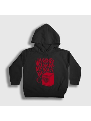 Presmono Unisex Çocuk Siyah Washing Machine Heart Mitski Kapüşonlu Sweatshirt