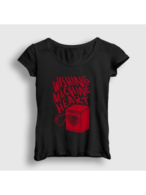 Presmono Kadın Siyah Washing Machine Heart Mitski T-Shirt