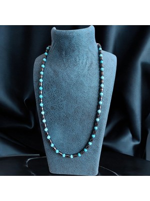 Turkuaz Taşı Firuze Taşı Doğal Taş Kolye, Bohem Kolye, Hematit Kolye, Otantik Kolye, Özel Tasarım Kolye