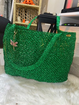 El Örgüsü,file Plaj Veya Günlük Çanta,parlak Kağıt Ipten,büyük Boy