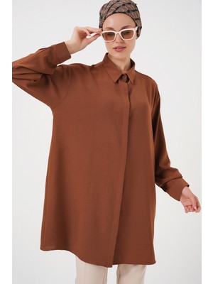 Kadın Uzun Gömlek Tunik 5945 - Taba
