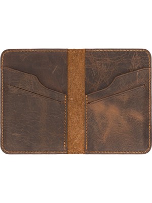 Ultra Slim Gerçek Deri Kartlık, Koyu Kahve