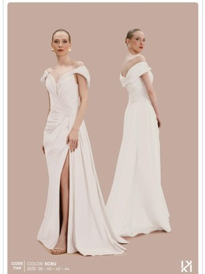 Kenzel Yaka Drape Detaylı Abiye ELBISE-7160