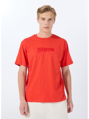 Jack & Jones Bisiklet Yaka Kırmızı Erkek T-Shirt 12288567_JORBRAND Tee Ss Crew Neck