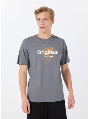 Jack & Jones Bisiklet Yaka Füme Erkek T-Shirt 12288515_JORSPLASH Tee Ss Crew Neck