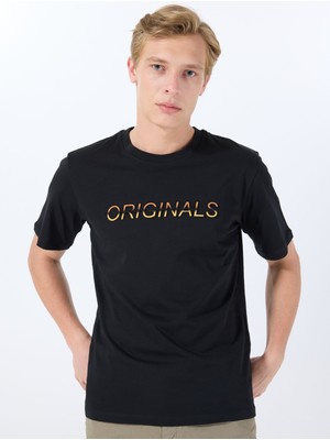 Jack & Jones Bisiklet Yaka Siyah Erkek T-Shirt 12288566_JORX90 Tee Ss Crew Neck Bs