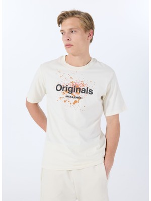 Jack & Jones Bisiklet Yaka Beyaz Erkek T-Shirt 12288515_JORSPLASH Tee Ss Crew Neck