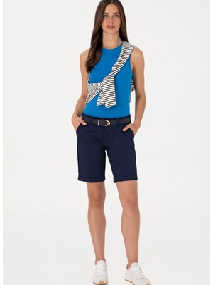 U.s. Polo Assn. Yüksek Bel Normal Lacivert Kadın Şort CLEA25Y
