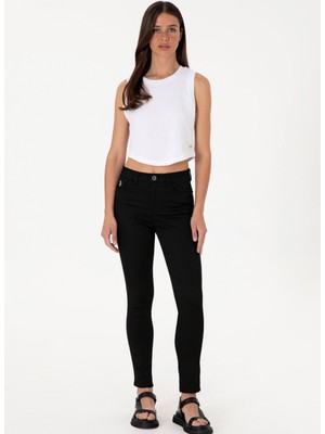 U.s. Polo Assn. Yüksek Bel Toothpick Siyah Kadın Pantolon Gres